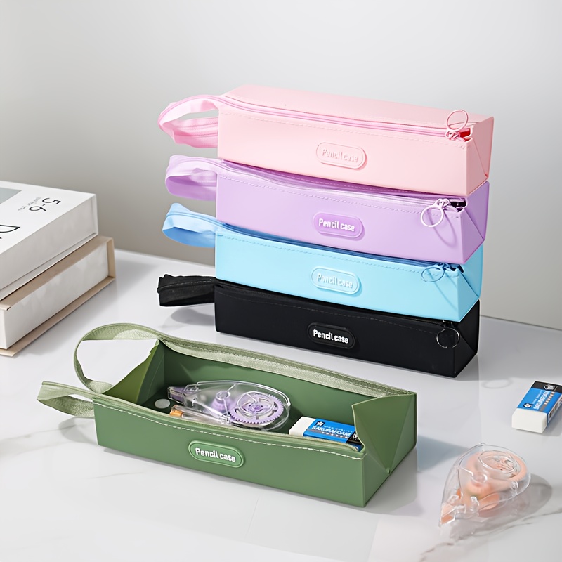 Estuche de lápices de silicona, organizador duradero y portátil para útiles escolares, elementos esenciales de oficina y accesorios de viaje, 1 ud.