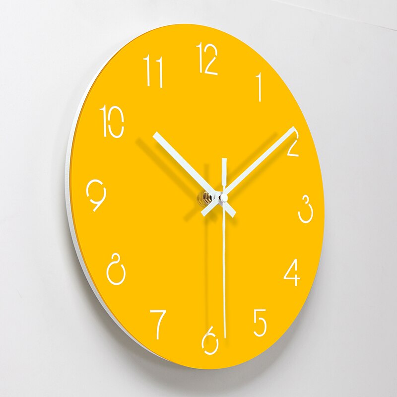 Wall Clock Quartz Wall Clocks Acrylic Yellow Color... – Grandado