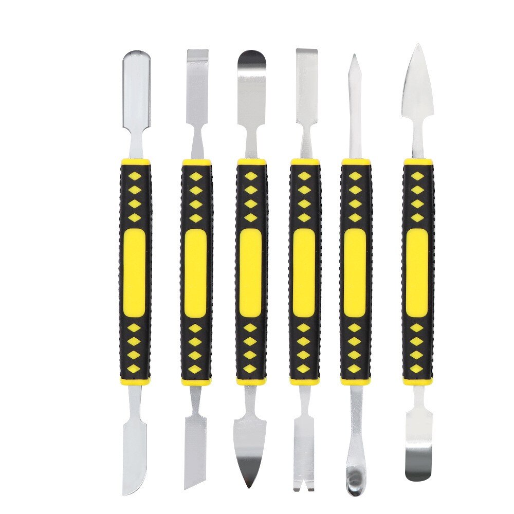 6pcs doppie estremità in metallo Spudger leva apertura Kit di strumenti di riparazione per telefono Computer orologio elettronica riparazione fai da te apertura leva Set di barre: Default Title