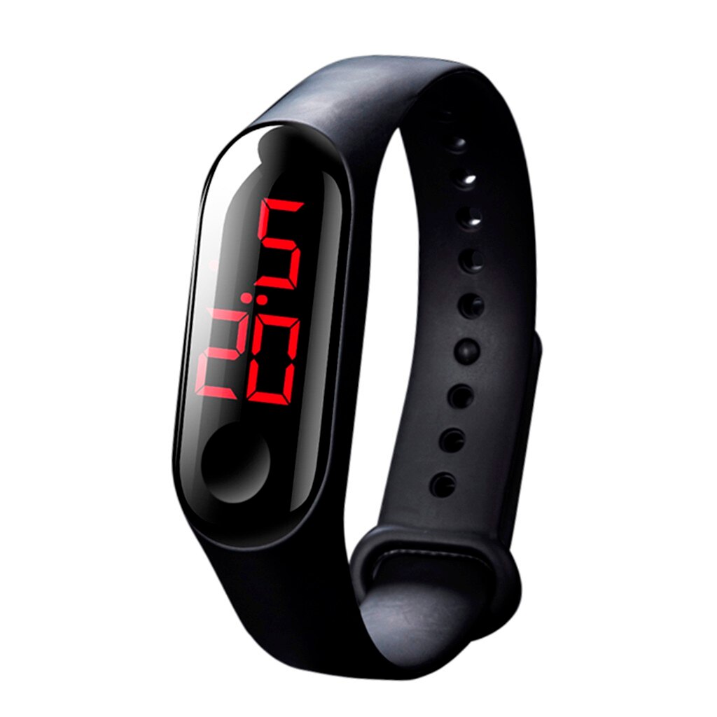 Men Women Sport Watch Digital LED Pedometer Run Step Walking Distance Calorie Counter Watch Bracelet Waterproof Watches: Black