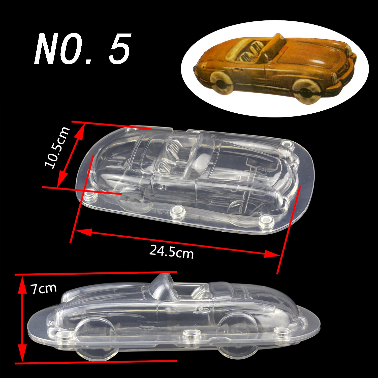 3D car shape Polycarbonate Chocolate Moulds Chocolate Candy Bars Molds Tray Polycarbonate Plastic Form Flowers Baking Pastry Ba