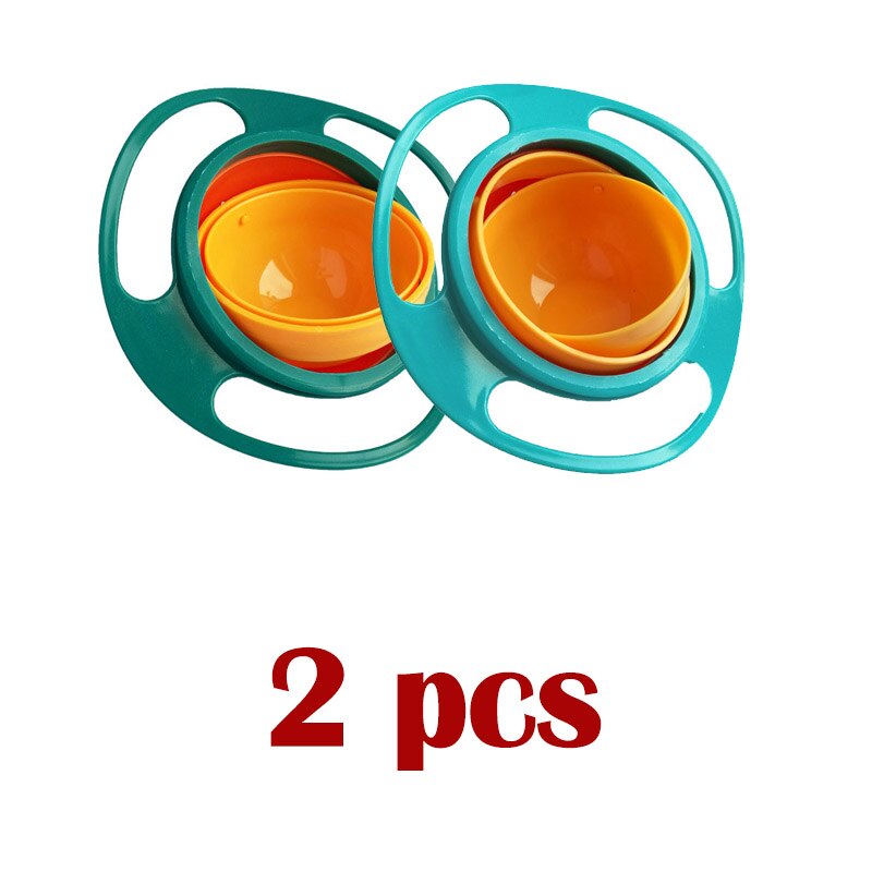 2 Stks/partij Met Deksel Gyro Kom 360 Draaien Praktische Kinderen Balans Gyro Spill-Proof Effen Feeding Kinderen Servies: Mix Green-2pcs