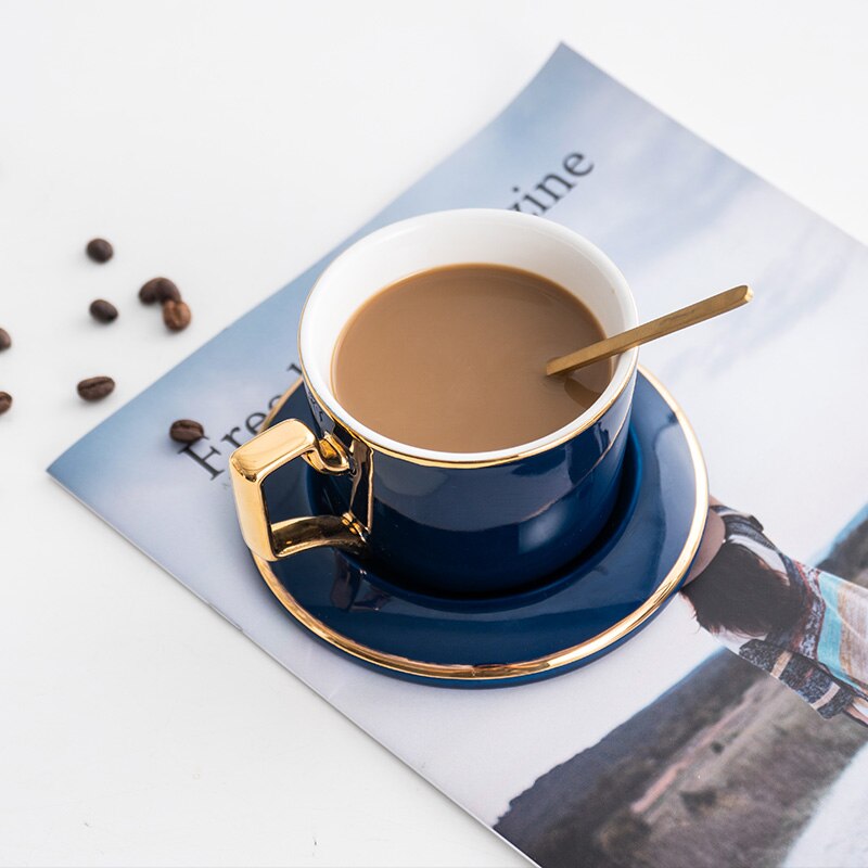 Luxury Cute Coffee Cup Ceramic Original Breakfast Espresso Cups Coffee Cups Set Taza De Cafe Tea Cup Set: Style 1