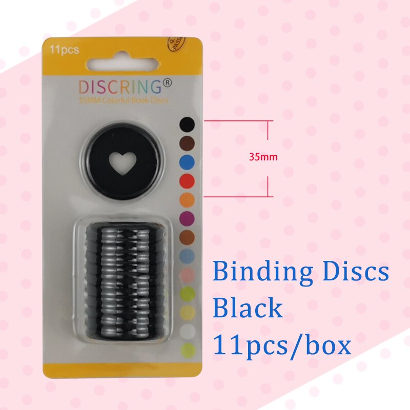 11pcs/1box Colour Mushroom Hole 35mm Plastic Matte Binding Discs Notebook Binder Ring Discs Button Planner Binder DIY Scrapbook: Black