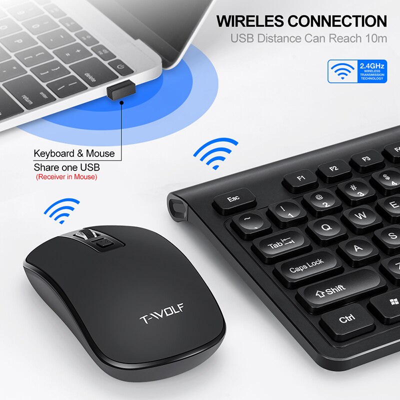 2.4G Wireless Keyboard and Mouse Set Desktop Computer and Home Office Retro Round Keycap Silent Keyboard Mouse Combo Set