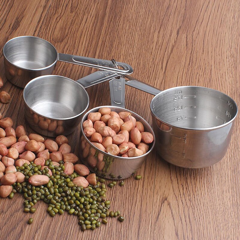 High Stainless Steel 4Pcs Measuring Spoon set Baking Tools Measuring Cup with Scale For Baking