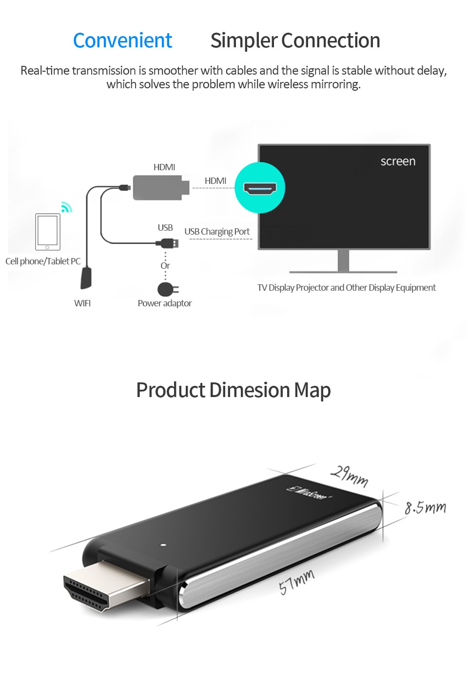 Mirascreen Wifi Display Dongle Receiver Android TV Stick 4K 3840*2160 30P HD K6 2.4G Wifi for Apple Android windows TV dongle