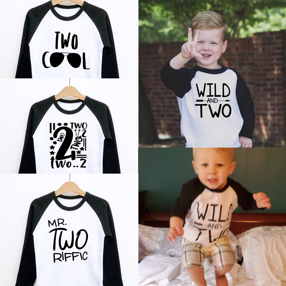 2nd Geburtstag Hemd Unisex Wilde und Zwei Geburtstag Hemd 2nd Geburtstag Junge Mädchen Party T-shirts Kinder T-shirts Kinder Langarm t