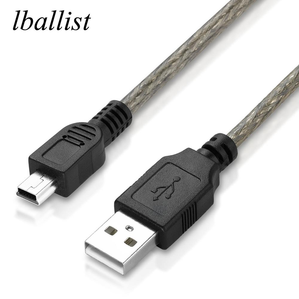 Lballist Mini 5Pin Usb-kabel Usb 2.0 Type A Male Naar Mini 5P Mannelijke Folie + Gevlochten Afgeschermde 1.5M 3M 5M