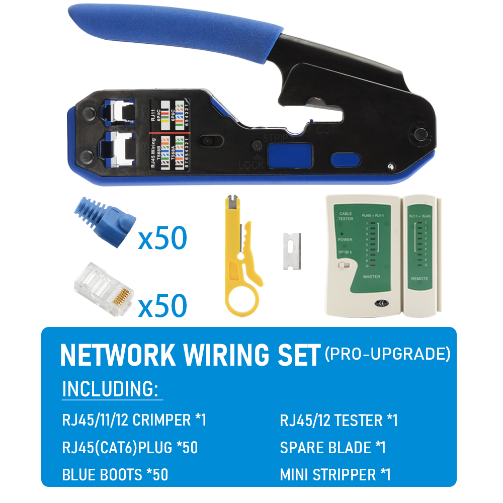 RJ45 krimptang tang netwerkkabel crimper draad stripper cutter ethernet clip tang RJ45 RJ12 RJ11 cat6 cat5e cat5: Sky Blue