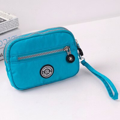 mini coin purse female clutch purse wallet wristlet bags for women waterproof nylon fabric handbag small packet sac: Sky blue