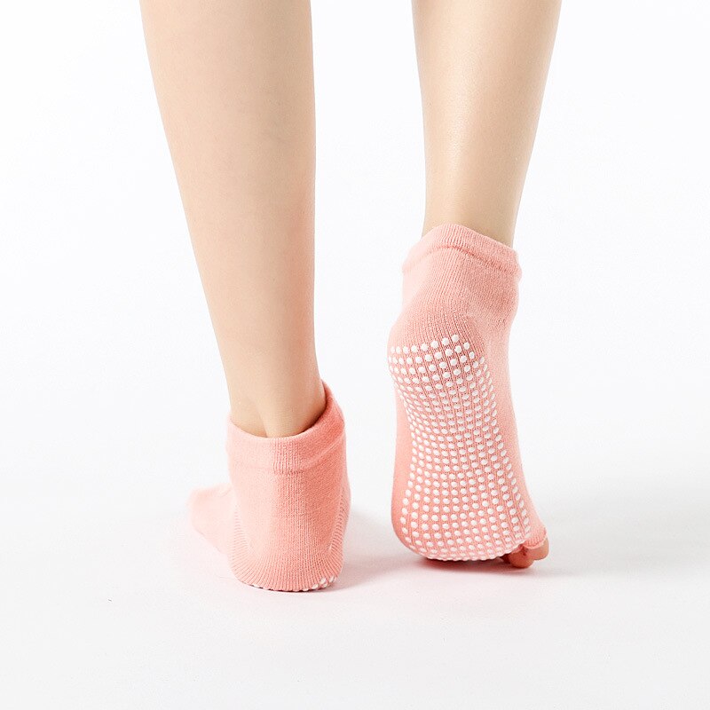 Breathable Backless Five Toe Yoga Socks Women Anti-slip Silicone Cotton GYM Dance Ballet Pilates Ladies Sports Slippers