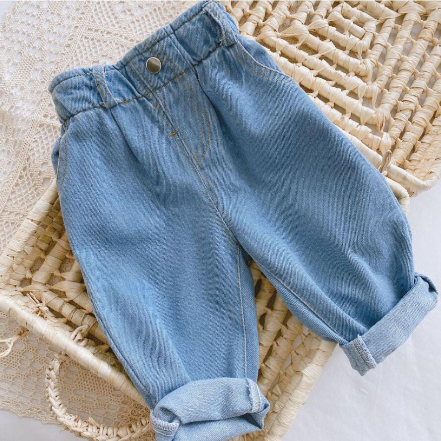 Casual Jongen En Meisjes Denim Broek Lente Herfst Pocket Kids Legging School Jongens Broek Kinderen Jeans Kleding 1-7 Jr: Blauw / 4-5 Years 110