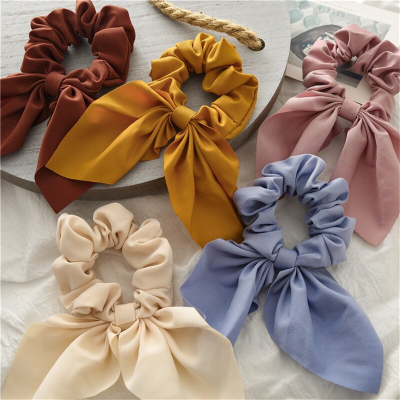 Kvinnor håraccessoarer hår scrunchie rosetter hästsvanshållare hårband godis färg rosett knut scrunchy flickor hårslipsar