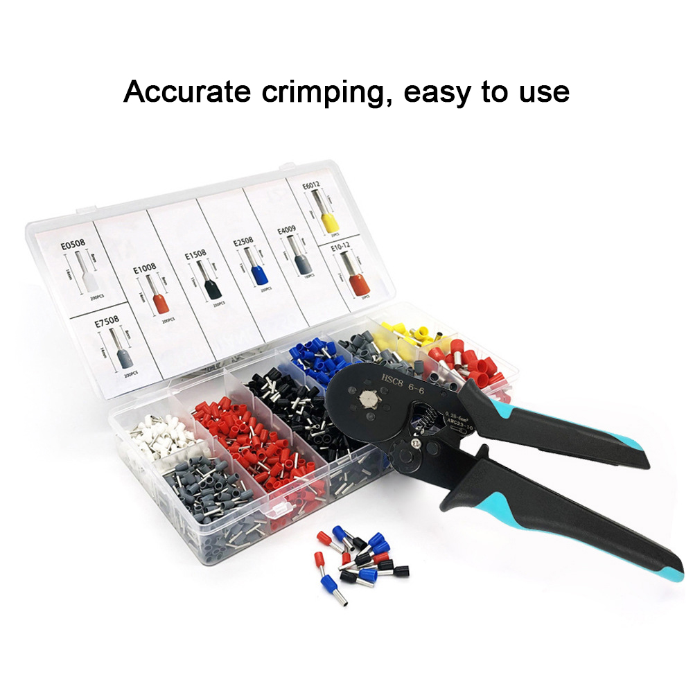 6-6 Tube Terminal Crimping Pliers Crimp Tool Ferrule Crimper Plier for Wire Terminal 0.06~6mm²: A and B