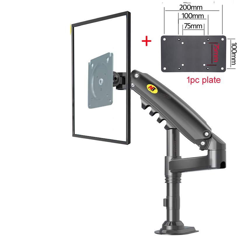NB H80 17-27" Monitor Holder Arm Gas Spring Full Motion LCD TV Mount 2-9kg ergonomica dual arm clamp bracket 2pc USB3.0: WITH 200X100