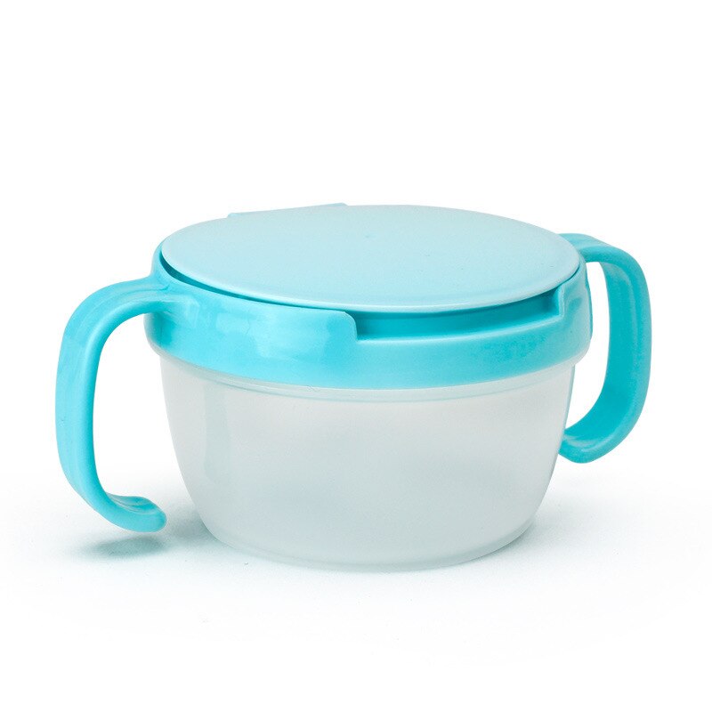 Baby Kids Toddler Snack Catcher Double Handle Snack Cup Jar Bowl Spill-proof Biscuits Container Box: Blue