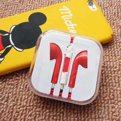 Auriculares estéreo de graves para teléfono móvil, auriculares coloridos de 3,5mm con micrófono, auriculares para juegos por cable para iphone 6 6S Plus 5S 5 SE: Rojo