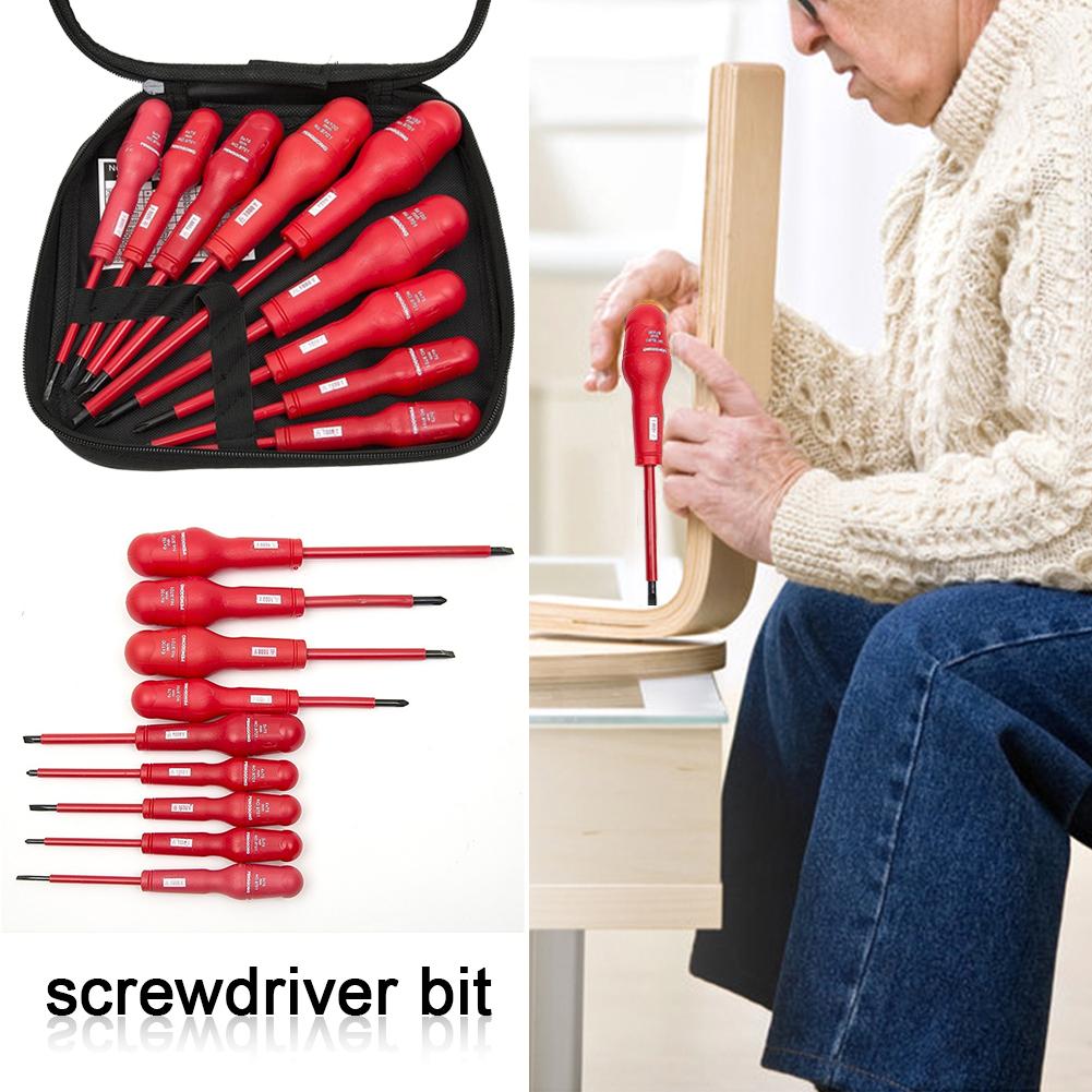 9 st stjärnisolerad skruvmejsel skruvmejsel bitset tål spänning elektriker dedikerad reparation isolerad skruvmejsel