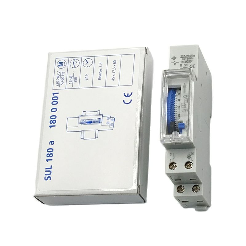 SUL180A Timer Switch 24 Hours Relay Analogues Electrical Programmable Timer 220V 16A Battery Din Rail Mechanical Timer Switch
