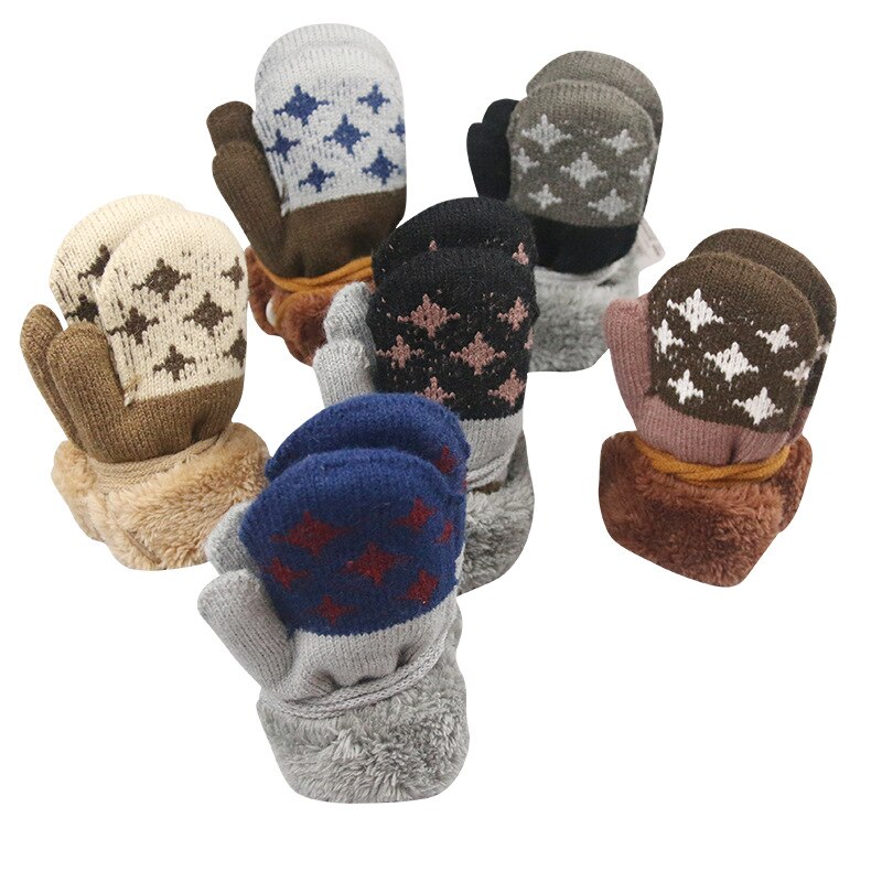 Baby Handschuhe Volle Finger Junge Mädchen Handschuh Kleinkind Baumwolle betroffen Blatt Winter Warme Handschuhe Kleinkinder Gestrickte Fäustlinge für 1-4Y Baby