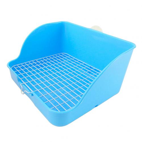 Orinal cuadrado de malla para gatos domésticos, caja de arena de esquina para gatos domésticos, baño para mascotas, bandeja de arena para Animal PEQUEÑO: Blue