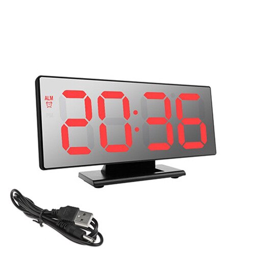 Large screen LED digital clock HD mirror bedside electronic watch ins simple bedroom alarm clock luminous mute: 3