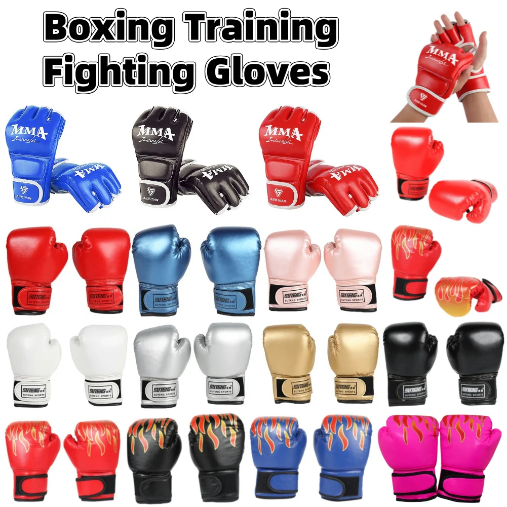 2pcs Kids Boxing Gloves PU Leather MMA Fighting Gloves Punching Bag Kickboxing Thai Gloves for Kids Child Training