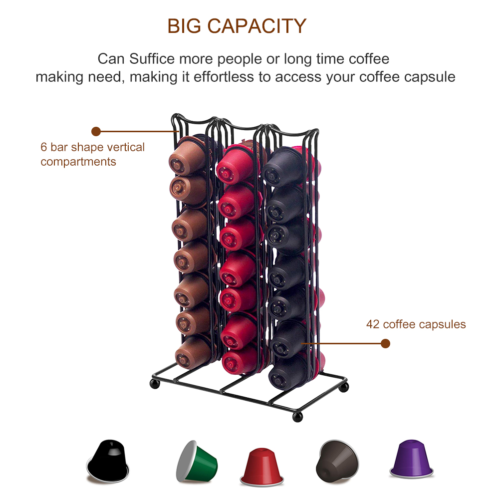 40 kopper kaffe bælg holder roterende rack kaffe kapsel stativ til nespresso kapsler opbevaring hylde organisation holder