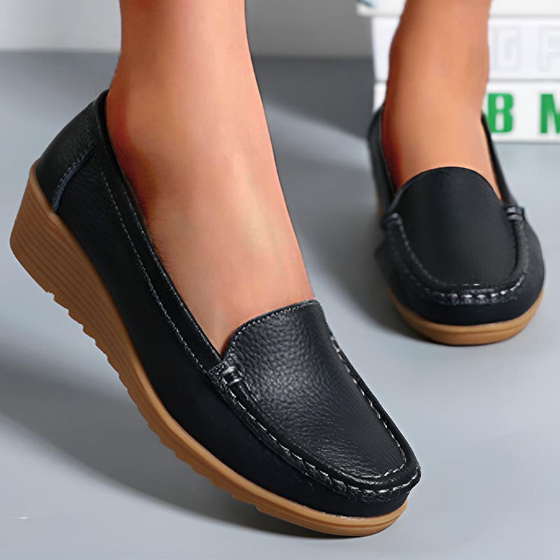 Zapatos de cuero para mujer, mocasines blancos y negros con tacones, mocasines informales para mujer, zapatos planos sin cordones, calzado de verano