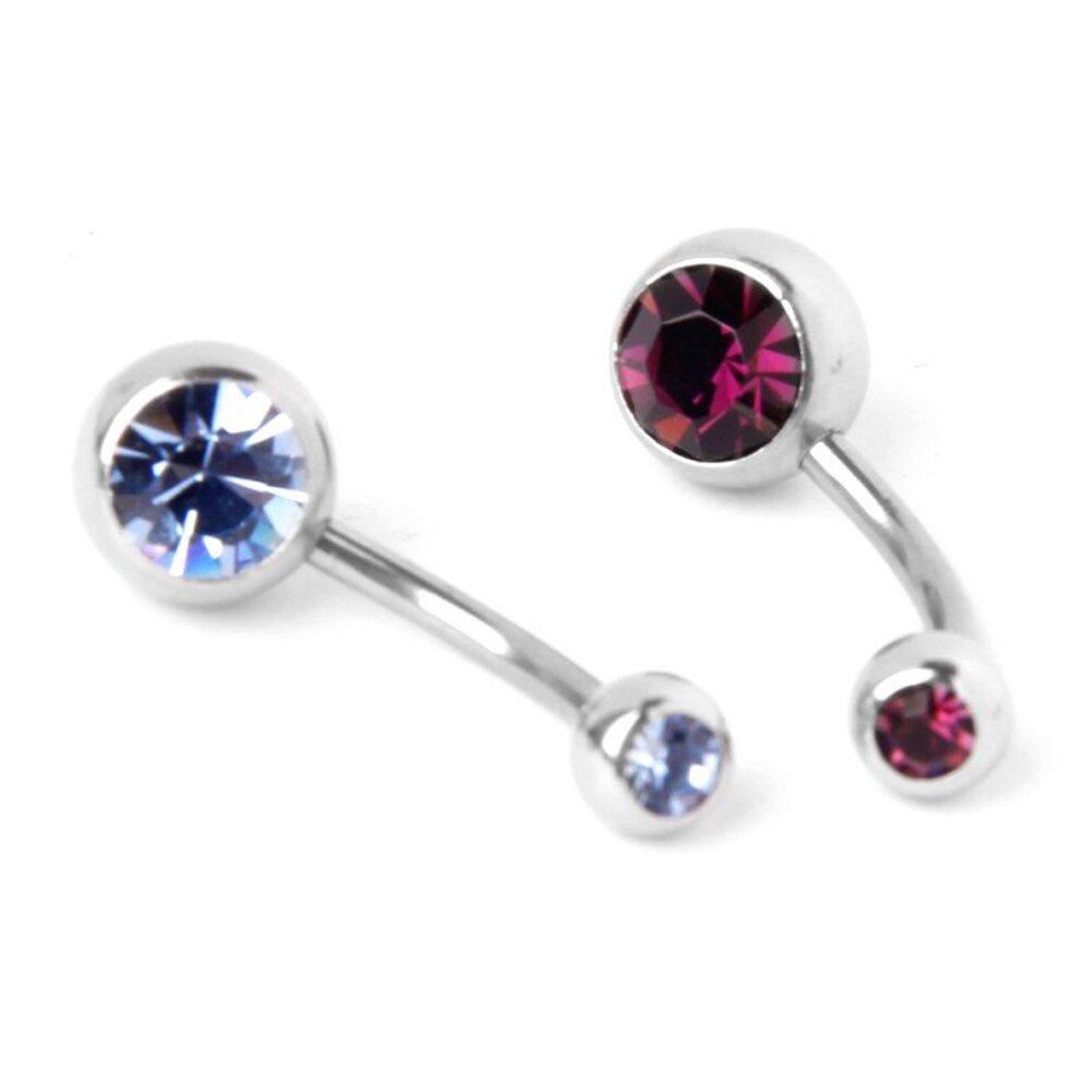 8x Rhinestone Titanium body jewelry navel piercing