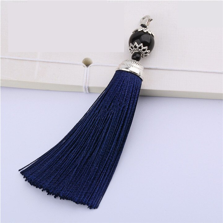3 stuks gladde zijden kreeftensluiting kwastjes franje hanger diy knutselen kwastjes versieringen kleding gordijnen decoratie oorbellen sieraden onderdelen: Donkerblauwe kwastjes