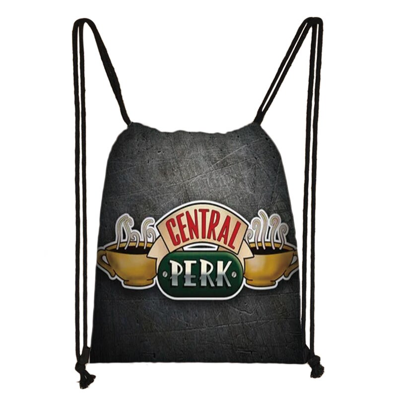 Centralny Perk przyjaciele kawy program telewizyjny torba ze sznurkiem drukowanie plecak codzienny Casual chłopcy dziewczęta plecak torba ze sznurkiem s: 004