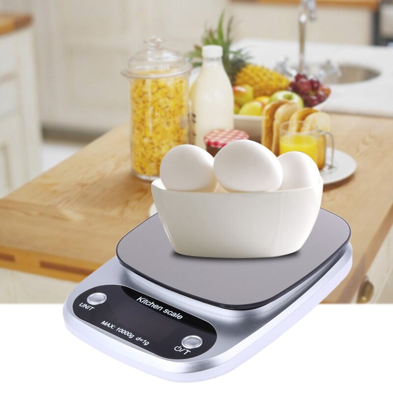 Kitchen Scales Food Baking Weight Digital LCD Electronic Weighing Scale 10kg(silver): Gray