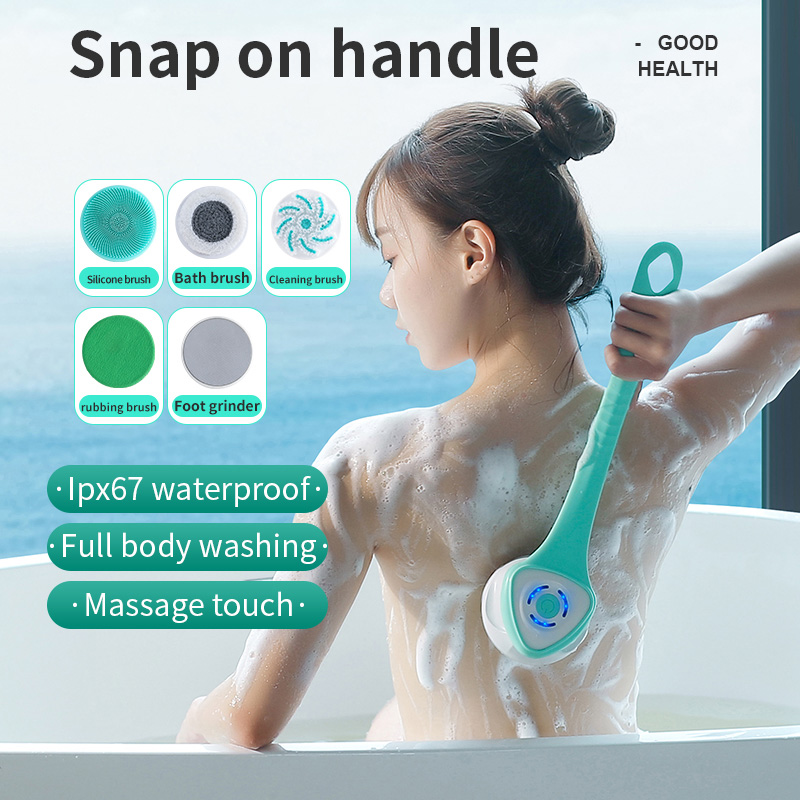 Rechargeable Electric Body Shower Brush - 5 rotating shower brush heads for deep cleansing and exfoliation