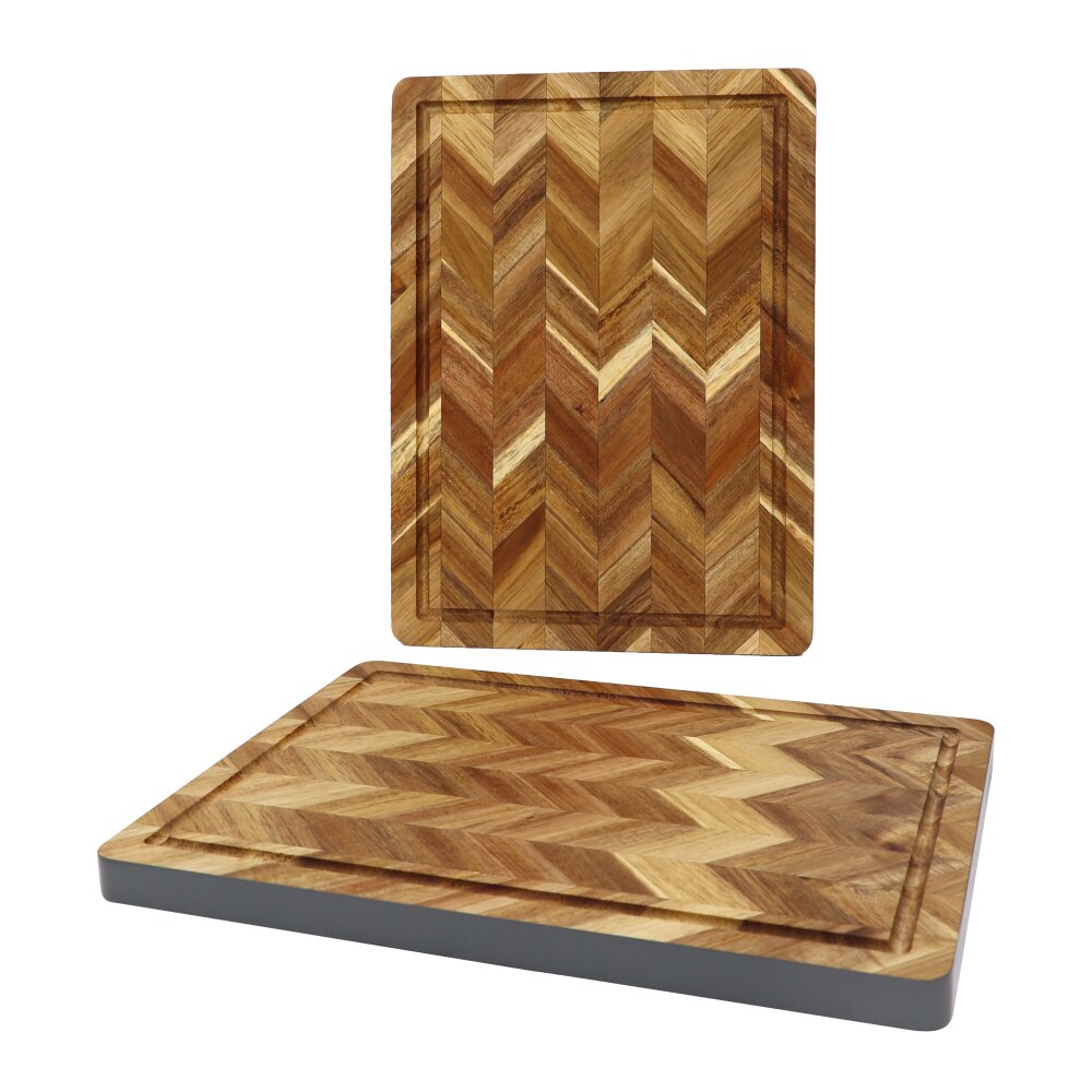 Jaswehome Acacia Wood Cutting Board With Juice Groove Rectangle End Grain Chopping Serving Boards Wooden Butcher Block
