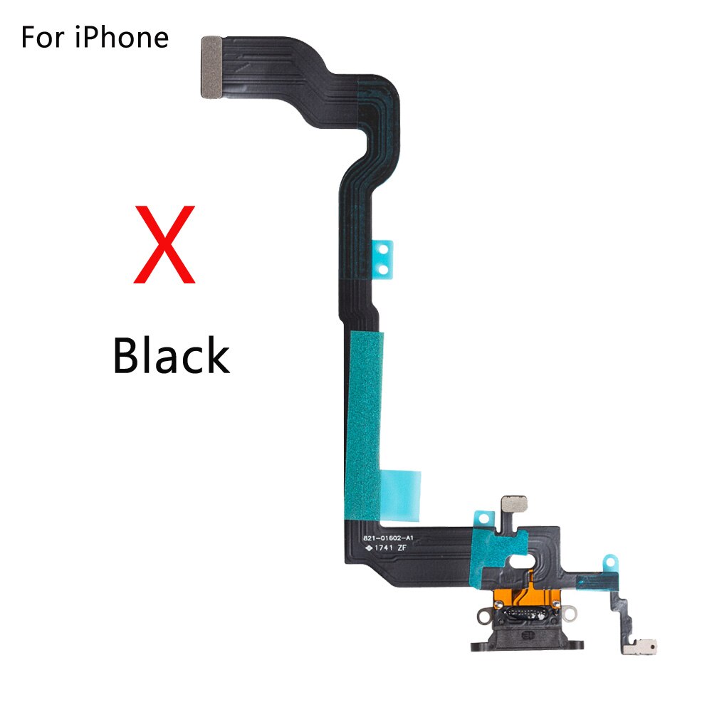 Für iPhone 7G 7 8G 8 Plus X Lade-Port Dock Connector Kopfhörer Audio Jack + Mikrofon Flex kabel Ersatz: For X Black