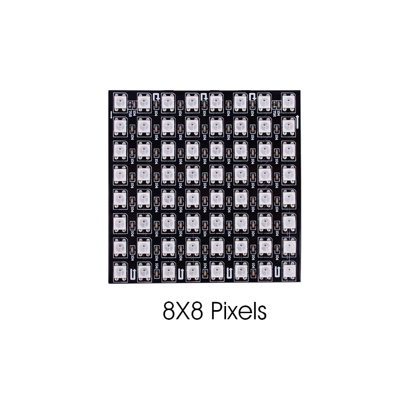 WS2812B RGB Flexible 16x16 Pixel Panel Matrix Screen ECO Led Module WS2812 IC Individually Addressable DC5V: 8X8