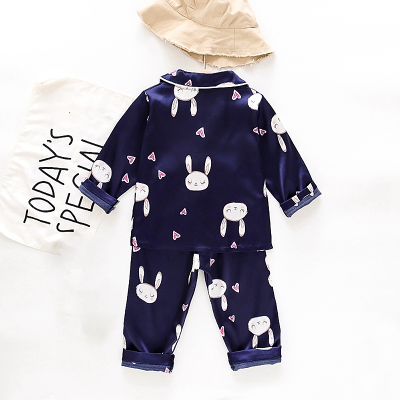 Conjunto de ropa con estampado de conejito para bebés, niños y niñas, blusa de manga larga y pijamas largos