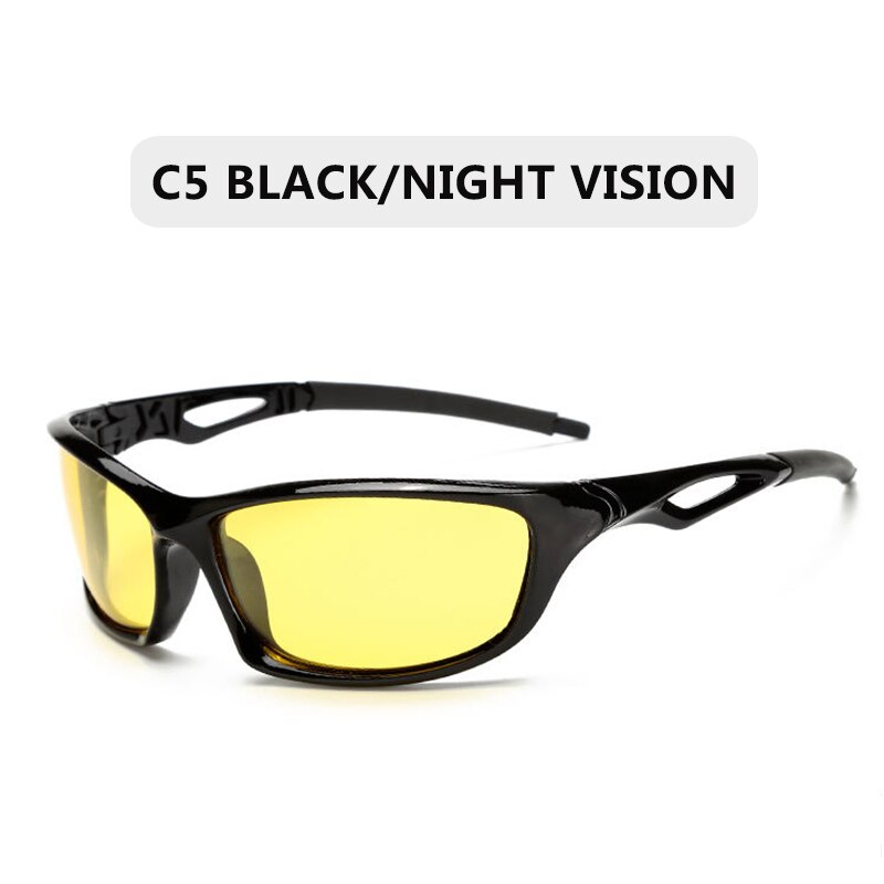 Polarized Sunglasses Men Brand Square Sports Sun Glasses for Men Driving Fishing Black Frame Goggle UV400: C5