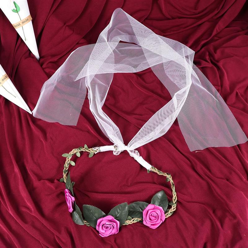 Simulé fleur couronne voile coiffure fée cheveux cerceau demoiselle d'honneur cheveux accessoires Photo accessoire pour mariage
