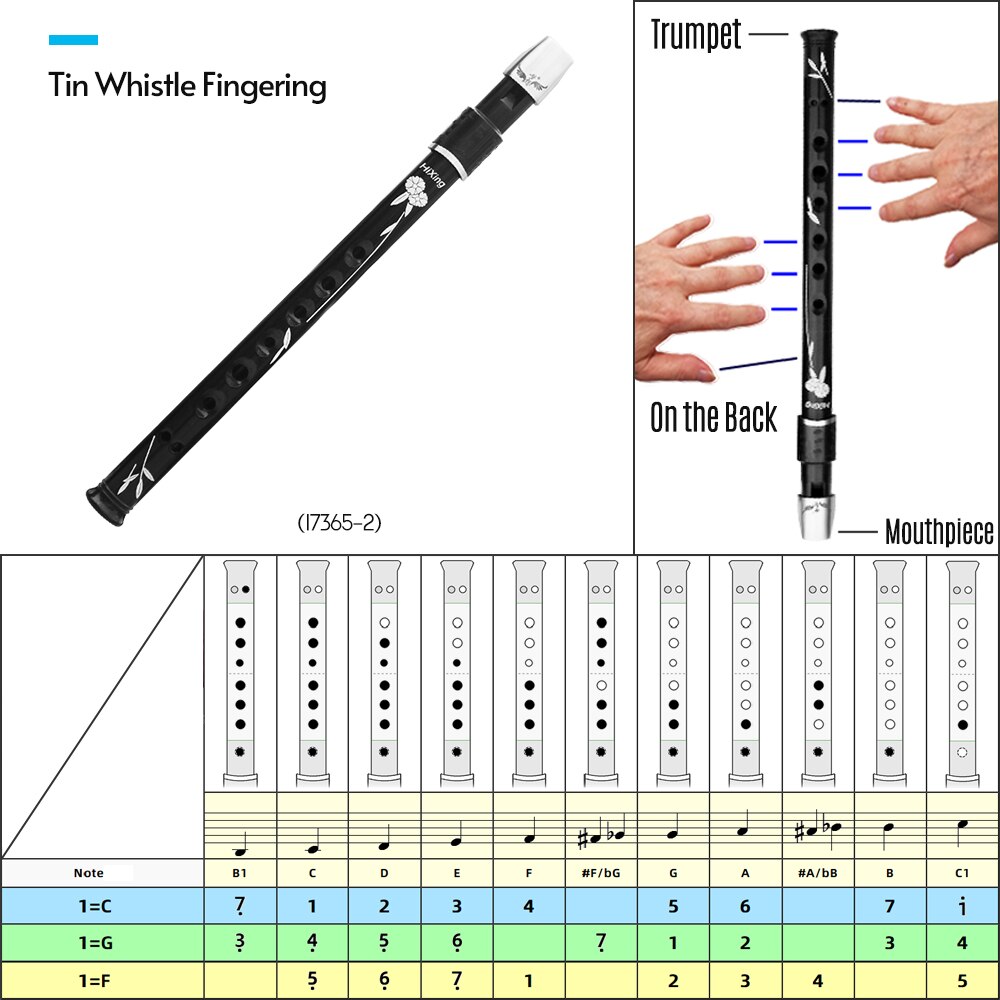C/D Key Lightweight Irish Whistle Tin Whistle Flute for Beginners Soprano Recorder Irish &amp; International Wind Instrument