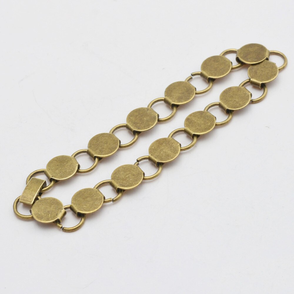 Brazalete de almohadilla en blanco Chapado en plata, pulsera de cadena con cabujón de cristal de 10mm, bricolaje, 22cm, 1 ud.