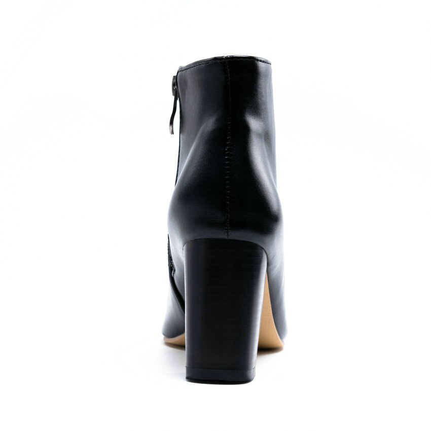QUTAA Retro Karree PU Leder Concise Stiefeletten Square High Heel Zipper Alle Spiel Frauen Schuhe Große größe 34-43
