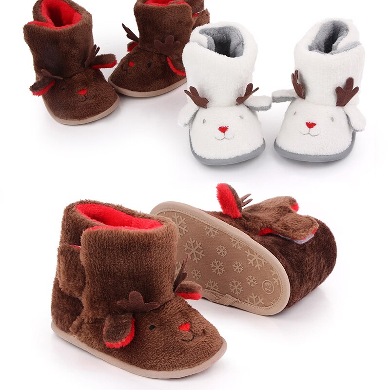 Neue Nette Weihnachten Winter Kleinkinder Schuhe Baby Mädchen Jungen Karikatur Stiefel Feste Geschmack Plüsch Nicht-Unterhose Weiche Sohlen gehen schuhe Schnee Stiefel