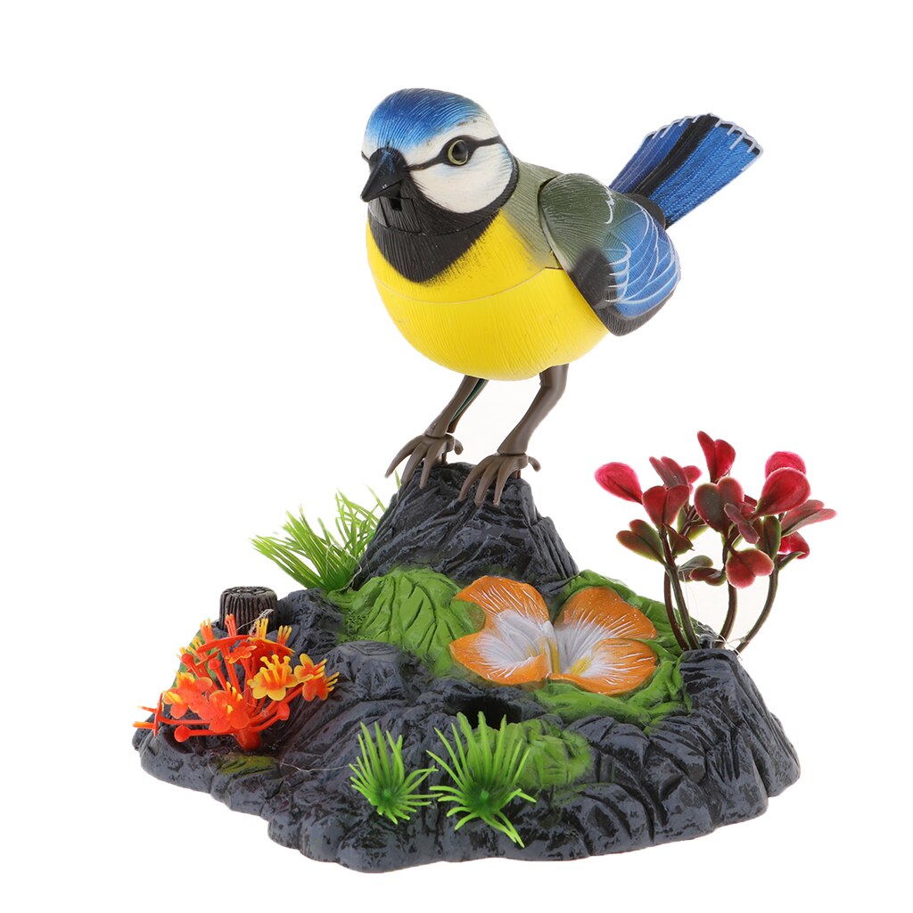 Electric Sound Control Bird Voice Activated Realistic Sparrow w/ Pen Holder
