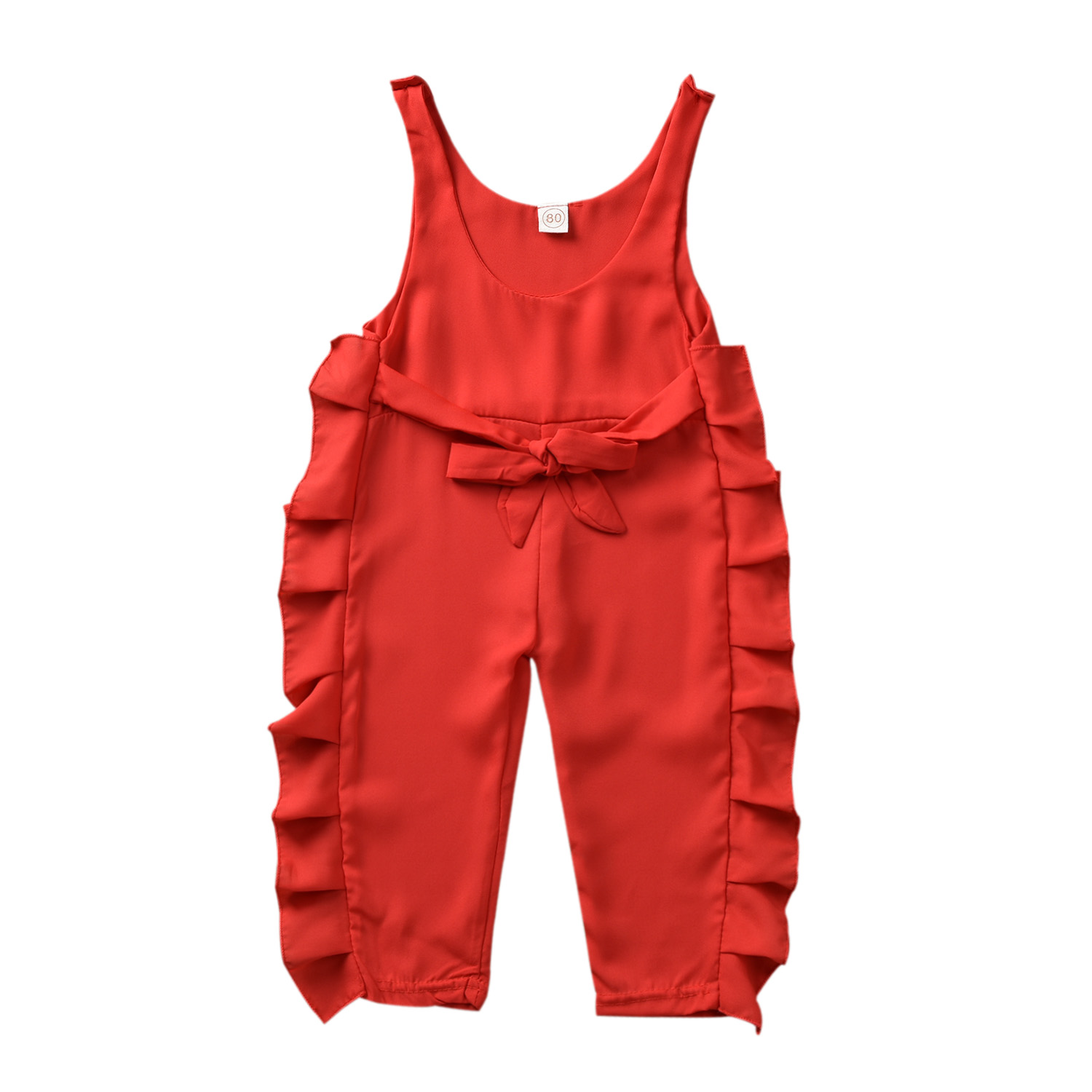 1-6 años niños pequeños volante para niña pequeña pantalones babero mono monos trajes traje de sol: red / 6