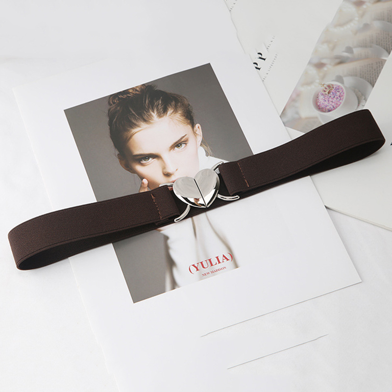 Cinturones elásticos multicolores para mujer y niña, cintas elásticas ajustables con hebilla en forma de corazón, accesorios para la cintura