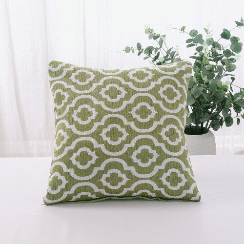 45x45cm Linen Cojines Decorative Para Sofa Geometry Pillow Covers Decorative Pillow Cover For Living Room The Plaid Pillows: Green