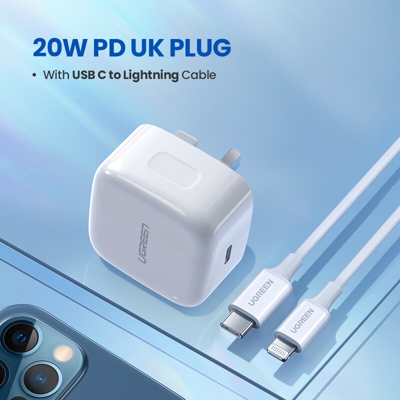 UGREEN PD20W USB del Caricatore per il iPhone 12 Pro 11X8 USB C Veloce del Caricatore Carica Rapida 4.0 3.0 per xiaomi Huawei Telefono PD Caricatore: UK20W White 1M C-L